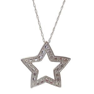 10K 10KT Star of David Pendant Yellow & White Gold Necklace